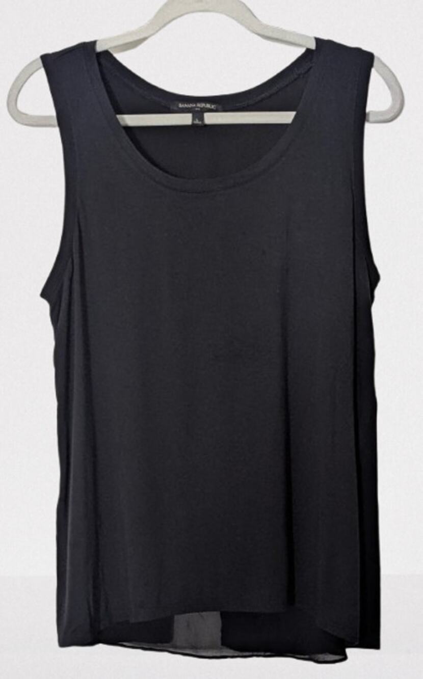 Womens BANANA REPUBLIC Black Rayon Cross Back Tank Top Size LARGE